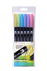 Tombow ABT Dual Brush Pen - Pastel Colours (Pack of 6)