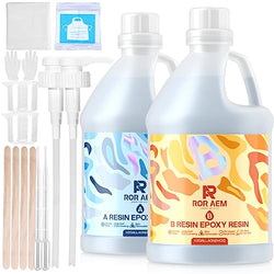Epoxy Resin Kit-1 Gallon Crystal Clear Casting Coating-Transparente Resin Epoxy Kit for Art Casting Resin Art Molds Painting River Table Tops Geode Paintings Jewelry Projects DIY