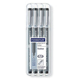 Staedtler 308 A6 WP403 Pigment Fineliner Sketch Pen Pens (4 Pack), 0.1/0.3/0.5/0.7mm, Black