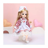 1/6 Ball-Jointed Doll 30cm 12" 21 Moveable Mini Doll DIY Toys with Clothes Shoes Wig Headwear, Best Festival Gift for Girls,C