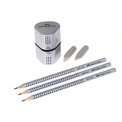 Faber Castell Design Grip 3 Pencils Eraser, Sharpener 6 Parts Set