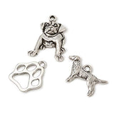 Beadthoven 1Box/95pcs Antique Silver Tibetan Style Dog Cat Pet Charms Pendants Beads for DIY Necklace Bracelet Jewelry Findings Pet Lovers