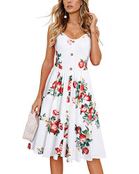 KILIG Women's Summer Floral Dress Spaghetti Strap Button Down Sundress with Pockets(C5-Floral, Medium)