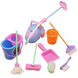 N/C 9pcs/Set Mini Pretend Play Mop Broom Toys Cute Kids Cleaning Furniture Tools Kit House Clean Toys Perfect for Dolls House