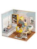 Flever Dollhouse Miniature DIY House Kit Creative Room with Furniture for Romantic Artwork Gift (Sunny Study)