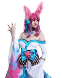 Miccostumes Women's Game Lotus Dress Cosplay Costume with Tail and Fox Ears (Multicolored, Small)