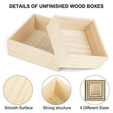 Aodaer 8 Pieces Unfinished Wooden Box in 4 Sizes Rustic Small Wood Box Square Storage Organizer Container Craft Box Paulownia Treasure Boxes for Crafts Home Table Decoration