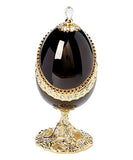 Black Egg Shaped Musical Jewelry Box with Crystallized Swarovski Elements and elegant diagonal