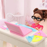 22 PCS Chelsea 6 inch Dolls School Set - Doll Clothes and Accessories Including 2 Clothes Sets 3 Fashion Dresses 1 Computer 1 Glasses and 15 pcs Study Accessories