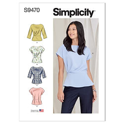 Simplicity Misses' Top Sewing Pattern Kit, Code S9470, Sizes 14-16-18-20-22, Multicolor