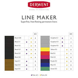Derwent Pens, Line Maker, Permanent, Assorted Colors, 0.3mm Nibs, for Artist, Drawing, Coloring, Writing, 6-Piece Set (2305576)