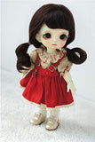 JD426 5-6'' 13-15CM Twin Curly Pony Mohair BJD Wigs 1/8 Lati Yellow Doll Accessories (Dark Brown)