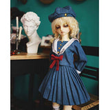 HMANE BJD Clothes 1/6, Navy Style Denim Dress with Hat for 1/6 BJD Dolls (No Doll)
