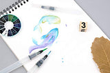 Selizo 9 Pcs Water Brush Pens with 20 Sheets Watercolor Textured Paper Pad for Travel Painting Watercolor Pencils Powdered Pigment