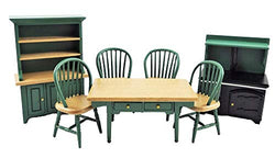 Melody Jane Dollhouse Hunter Green Kitchen Dining Furniture Set Wooden 1:12 Scale