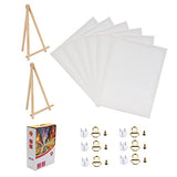Canvas for Painting 11"x14" Pre Stretched Canvas Blank White Value Pack of 6pack,100% Cotton,5/8 Inch for Acrylics,Oils & Other Painting Media.with Display Easel -2pack & Traceless Wall Nails/6 Sets