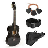 30" Black Wood Guitar With Case and Accessories for Kids/Boys/Beginners