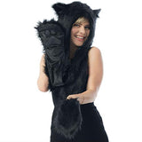 Black Bear Animal Hood,Mittens, Gloves, Scarf, One Size