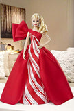 2019 Holiday Barbie Doll, 11.5-Inch, Blonde, Wearing Red and White Gown, with Doll Stand and Certificate of Authenticity