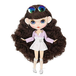 Hiocpl 1/6 BJD Doll is Similar to Blythe Doll White Skin 19 Ball Jointed Doll with 9 Pairs Replaceable Hands Action Figure DIY Toy Set