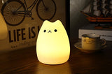 WoneNice Portable Cute Kitty Silicone LED Night Lamp,USB Rechargeable Children Night Light with Warm White & 7-Color Breathing Modes, Touch Sensor Control, Christmas Gifts for Baby, Kids, Adults
