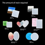 LET'S RESIN Silicone Resin Molds 7pcs Resin Coaster Molds including Round, Square, Rectangle, Ellipse, Heart Coaster Molds, Epoxy Resin Molds for Making Resin Coasters