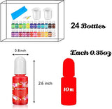 29 pcs Epoxy Resin Pigment Set- 24 Color Liquid Epoxy/UV Resin Dye,Non-Toxic Mix Color Liquid for Coloring Resin Art(0.35oz,10ml/Bottle)
