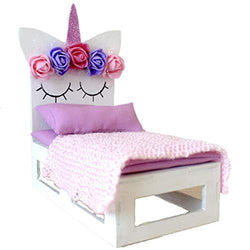 Miniature Unicorn Bed, 1:12 scale Dollhouse Furniture. White Handmade Sofa