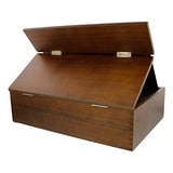 US Art Supply Walnut 2-Drawer Adjustable Wooden Storage Box with Fold Up Solid Drawing Easel