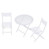 #N/A 1:12 Dolls House Miniature Furniture White Metal Round Table with 2 Chairs Set