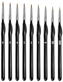 Detail Paint Brush Set, Fine Miniature Brushes, Detailing Painting Brush for Acrylic, Watercolor, Oil, Face, Nails, Line Drawing, 9PCS (Black)