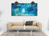 Abstract Wall Art for Living Room Large Size Teal Canvas Wall Decor Modern Wall Art Abstract Painting Picture Prints Bedroom Living Room Kitchen Home Office Decor Blue Canvas Artwork 24" x 48"