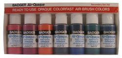 Badger Air-Brush Company Air-Opaque Water Based Acrylic Paint Secondary Set, 1-Ounce Each, Set of 7