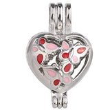 Fantasy 10pcs New Enamel Process Heart Shape Pearl Bead Cage Pendant Essential Oil Scent Diffuser