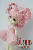 JD011 5-6'' 13-15cm Pink Charming curl BJD wigs 1/8 Synthetic mohair Lati yellow doll wigs