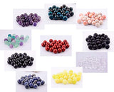 Stone Beads Box Kits 240pcs Round Loose Gemstone 8mm Natural Amethyst Black Obsidian Lava Stone