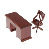 DYNWAVE 1/12 Dollhouse Mini Wood Drawer Desk Chair Set for Office Furniture and Dolls House Life Scene Ornament