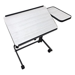Acrobat Professional Overbed/Laptop Table, Tilting, Height Adjustable with Casters. Split Top for Maximum Vesatility. Folds for Easy Storage. (White Birch)