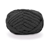 Chunky Knit Chenille Yarn for Hand Knitting Blankets, Super Soft Big Jumbo Blanket Yarn (Black)