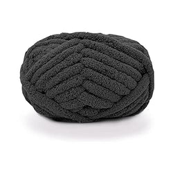 Chunky Knit Chenille Yarn for Hand Knitting Blankets, Super Soft Big Jumbo Blanket Yarn (Black)