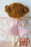 JD406 5-6'' 13-15CM Twin Buns Mohair BJD wigs 1/8 Lati yellow BJD doll accessories (Ginger)