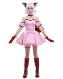 miccostumes Women's Mew Ichigo Momomiya Cosplay Costume Transformed Short Pink Dress with Cat Ears and Tail (Small)