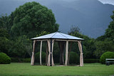 10x10ft Aluminum Patio Gazebo, Outdoor Gazebos with Polycarbonate Hardtop Roof & Privacy Curtains, Canopy Aluminum Furniture Pergolas for Garden, Lawns, Parties