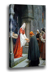 Canvas Print Wall Art - The Charity of St.Elizabeth of Hungary - by Edmund Blair Leighton - Giclee Prints Stretched in Gallery Wrap Style with Mirrored Edges - 13x18 inch