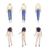 E-TING 5 Set Doll Clothes Casual Wear Outfit 5 Tops 5 Trousers Pants for 11.5 inches Girl Doll