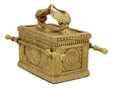 Ebros Matte Gold Holy Ark Of The Covenant With Ten Commandments Rod of Aaron and Manna Religious Decorative Figurine Trinket Box Collectible Judaic Israel Historic Model Replica (1:10 Scale 5.25"Long)