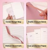 3 Pack Soft Cover Journal Leather Journal for Women Men College Ruled Notebook with Elastic Band A5 Writing Journals Travel Journal 128 Sheets Note Taking Notebooks for School Office Home,Pink