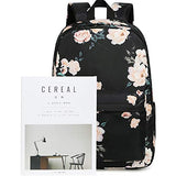 School Backpack for Teen Girls Bookbags Elementary High School Floral Laptop Bags Women Travel Daypacks (Black flower)