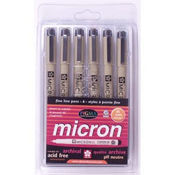 Pigma Micron Pen Set #05 0.45mm 6/Pkg-Black; Red; Blue; Green; Brown; Purple