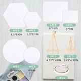 24 Packs Canvases for Painting with 4 Mini Easel, Canvas Panels for Oil Watercolor Canvas Painting Kit 8x10 5x7 Hexagon Round Rectangle Small White Blank Canvas Boards Bulk for Kids Adult Canvas Art